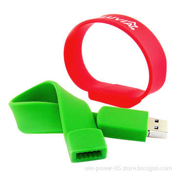 Promotional Bracelet USB Flash Drives, Made of Silicone Material, Customized Logos Available